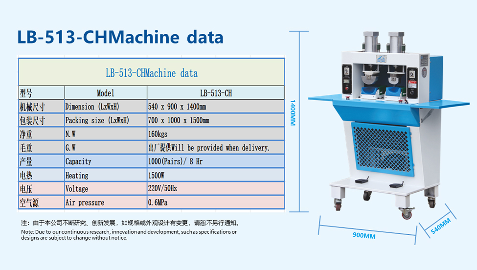 LB-513CH New Double Cold Double Hot Sports Upper Toe Machine Shoe Type Mechanism Shoe Machine(图4)